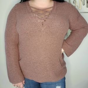 Mauve laced neck sweater